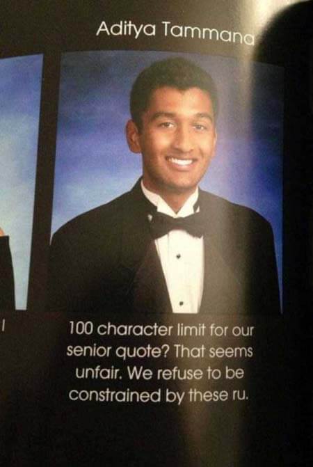 100 character limit for our senior quote