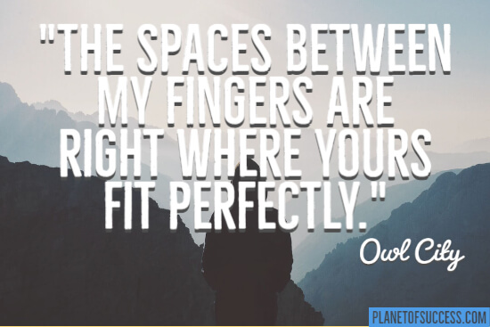 The spaces between my fingers quote